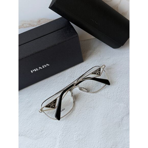 NEW Prada PR B50V Silver Pilot Aviator Eyeglasses Frames main image 5